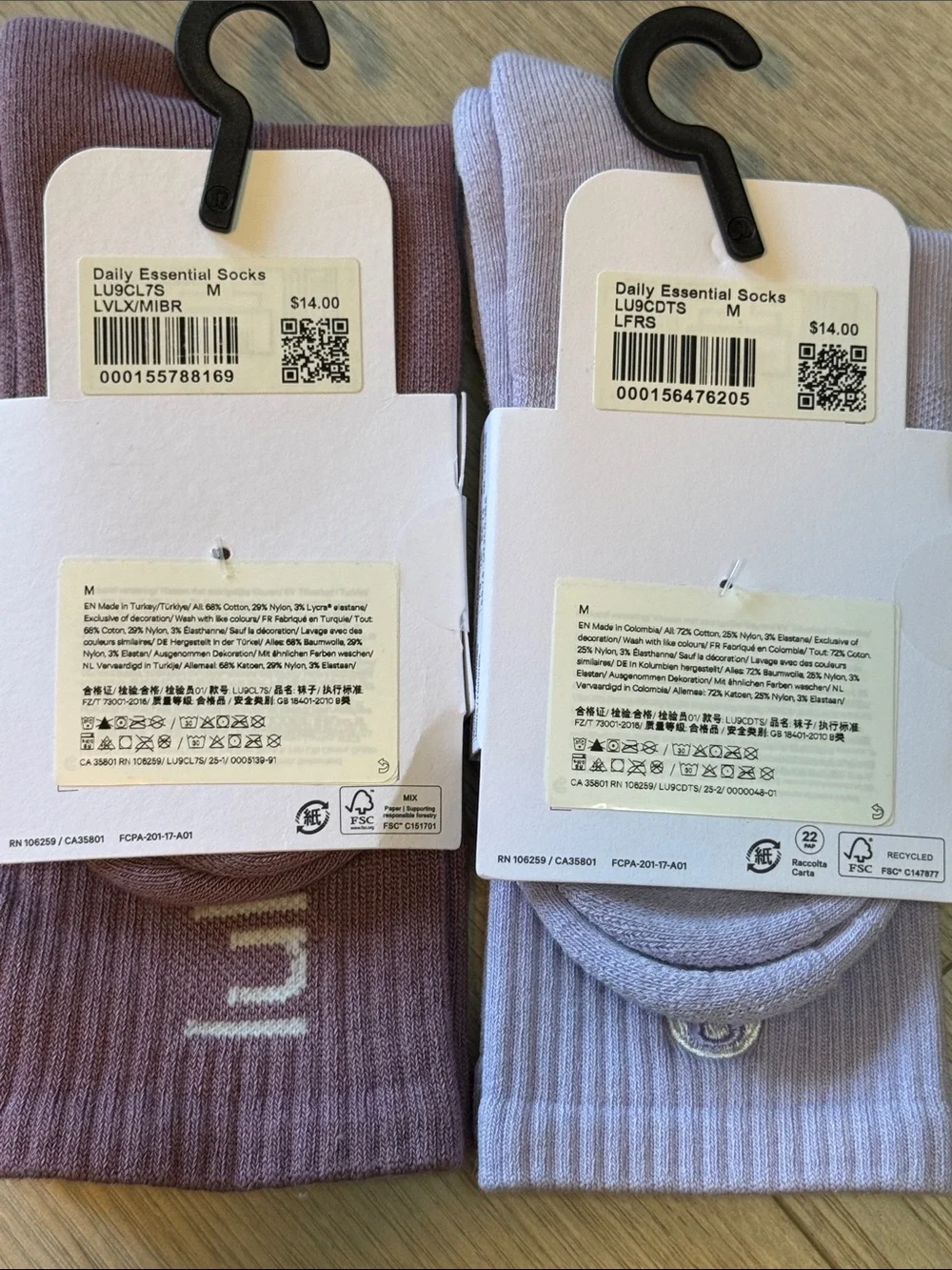 lululemon athletica Daily Essential Socks - Dusty Mauve & Light Lavender